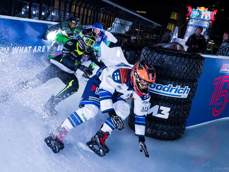 Lukasz Korzestanski of Poland, Kirk Thornton of the United States, Joni Saarinen of Finland and Petri Kaeaeriaeinen of Finland compete during the Last Chance Qualifier at the ATSX 1000